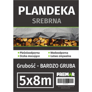 Plandeka 5 x 8 m srebrna