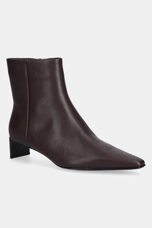 Calvin Klein botki skórzane SET BACK KITTEN HEEL ANKLE BOOT