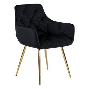 Krzesło tapicerowane DC-0084-3 | Czarny welur | Złote nogi | OUTLET