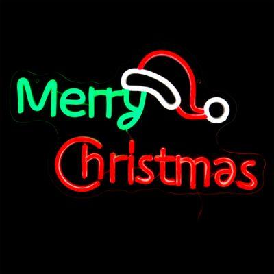 Neon LED merry christmas 40 x 24,5 cm 5 V czerwony-zielony