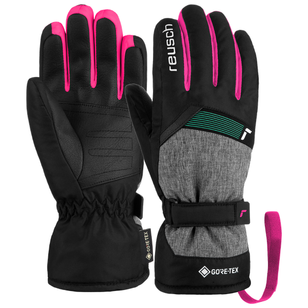 REUSCH FLASH rękawice narciarskie dziecięce z GORE-TEX czarne/różowe (4)