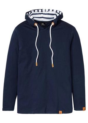 Shirt z długim rękawem i kapturem, z bawełny organicznej