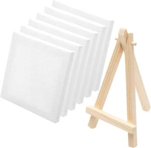 ZESTAW 6x MINI PŁÓTNO MALARSKIE 10x10 + SZTALUGA MALOWANIE