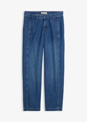 Jeansy typu barrel, mid waist, z regulowanym pasem