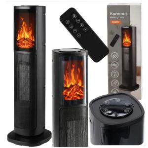 KOMINEK ELEKTRYCZNY KOLUMNOWY TERMOWENTYLATOR 2000W EFEKT PŁOMIENIA KOMINEK