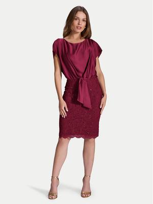 Swing Sukienka koktajlowa 5AI10900 Bordowy Regular Fit