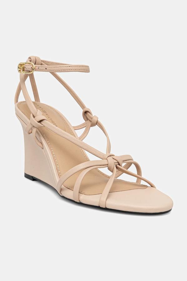 Tommy Hilfiger sandały skórzane LEATHER KNOTS WEDGE SANDAL