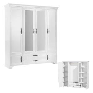 Szafa biała z lustrem w stylu prowansalskim 230 cm WERSAL