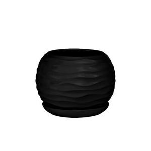 Doniczka ceramiczna z podstawką kula duna 20 x 18 cm czarny mat symbol 2025