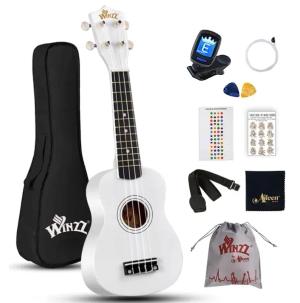 UKULELE SOPRANOWE BIAŁE + GRATIS ZESTAW AKCESORIÓW POKROWIEC KOSTKI
