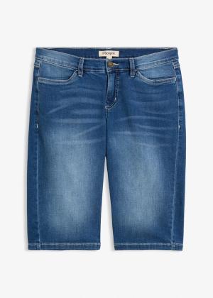 Bermudy jeansowe ze stretchem, średni stan