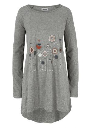 Długi shirt oversized z okrągłym dekoltem