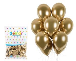 Balony złote metaliczne 33cm Shiny Gemar Delux 50 szt.