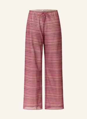 Oséree Spodnie Marlena Shiny Stripes Z Błyszczącą Przędzą rosa