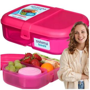 Sistema LunchBox Śniadaniówka Do Szkoły Przegródkami i Pojemniczkiem Różowa