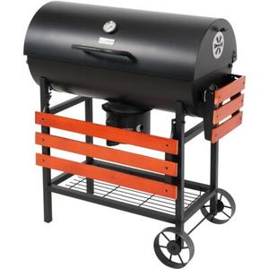 Grill węglowy z drewnianymi półkami