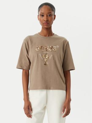 Guess T-Shirt V4YI06 I3Z14 Beżowy Regular Fit