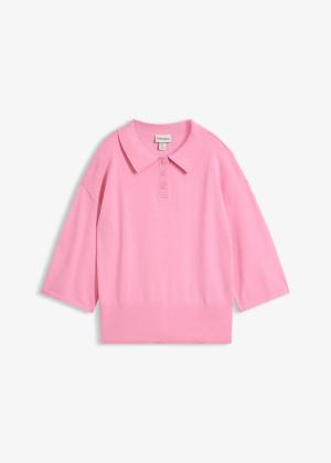 Sweter z kołnierzykiem polo z mieszanki bawełny
