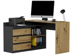 Zestaw biurko narożne i komoda 120x50 artisan mix antracyt N-15