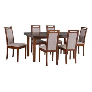 Zestaw stół WENUS 5 + 6 krzeseł drewnianych ROMA 6 | WENGE | OUTLET