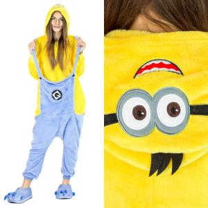 PRZEBRANIE MINIONEK PLUSZOWE ONESIE MINIONKI DRES PIŻAMA ŚMIESZNA M