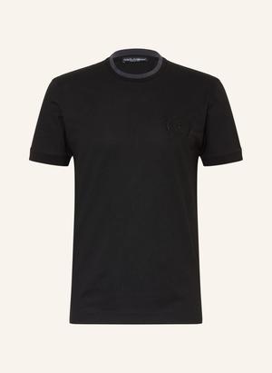 Dolce & Gabbana Koszulka Z Pikowanego Materiału schwarz