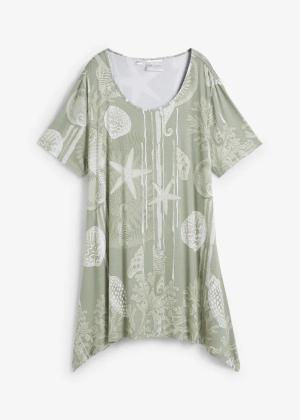 Długi shirt z miękkiego materiału z wiskozą