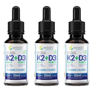 WITAMINA K2 MK-7 + D3 Forte w Kroplach Odporność Kości 2700 Kropli 3 x 30ml