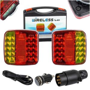 ZESTAW LAMPY BEZPRZEWODOWE TYLNE PRZYCZEPY NA MAGNES 24 LED WALIZKA 12V 24V