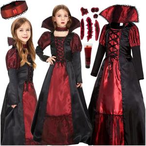 STRÓJ KARNAWAŁOWY WAMPIRZYCA SUKIENKA GOTYCKA KOSTIUM HALLOWEEN 134 / 140