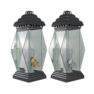 Znicz szklany Lampion diament LED 40 cm mix