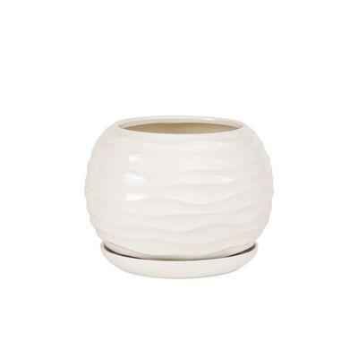 Doniczka ceramiczna z podstawką kula duna 16 x 14 cm krem połysk symbol 2024