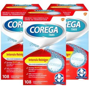 3x COREGA tabletki do czyszczenia protez zębowych Intensive 108 szt
