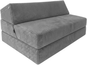 FOTEL 120x190x15 KANAPA PUFA MATERAC rozkładany składany SOFA SZTRUKS szary