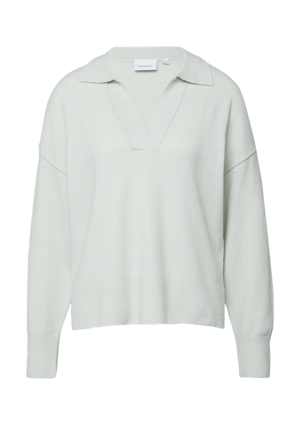 Sweter z cienkiej dzianiny z kołnierzykiem polo