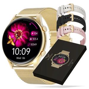 SMARTWATCH ZEGAREK DAMSKI POLSKI ROZMOWY POWIADOMIENIA SMS ZŁOTY
