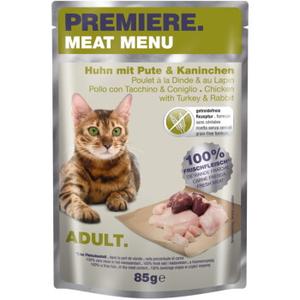PREMIERE Meat Menu Adult Kurczak, indyk i królik 48x85 g