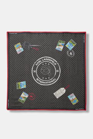 Karl Lagerfeld chusta z domieszką jedwabiu IKON MONOGRAM