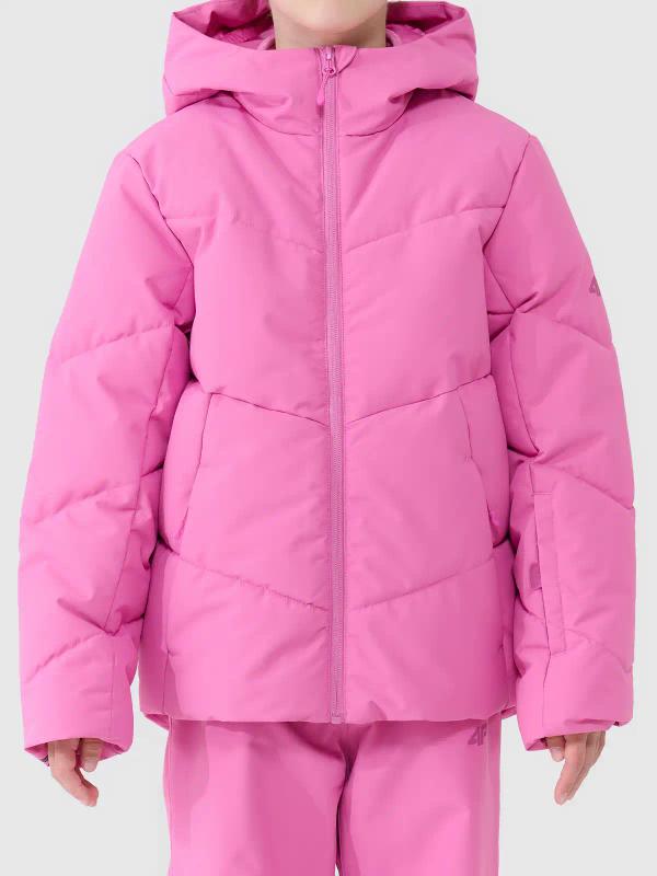 4F pikowana kurtka narciarska dla dziewczynek 4FJWAW25TTJAF0819 różowa (158)