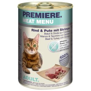 PREMIERE Meat Menu Adult Wołowina, indyk i krewetki 12x400 g