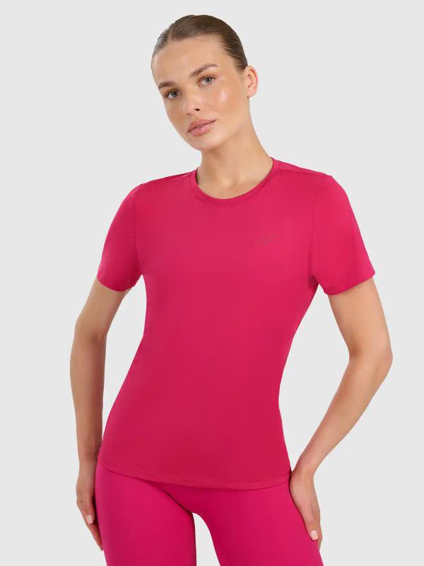 4F Tshirt damski funkcyjny z wykończeniem szybkoschnącym 4FWAW25TFTSF1516 różowy (L)