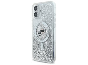 Etui KARL LAGERFELD Hardcase Liquid Glitter Choupette Magsafe do iPhone 16 Przezroczysty