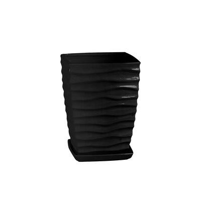 Doniczka ceramiczna z podstawką kwadrat duna 26 x 18 cm czarny połysk symbol 040