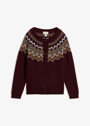 Sweter rozpinany w norweski wzór z raglanowymi rękawami