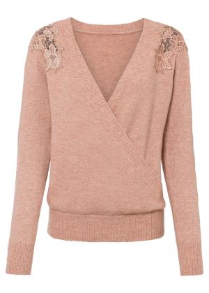 Sweter z koronkową wstawką