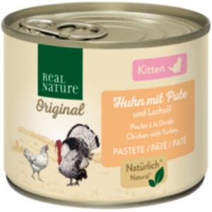 REAL NATURE Original karma mokra dla kota, kitten, Kurczak z indykiem i olejem z łososia 12x200 g