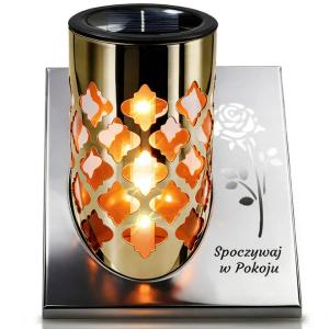 ZNICZ SOLARNY LED RÓŻA DUŻY NA GRÓB CMENTARZ LAMPION LEDOWY 23,5cm IP44