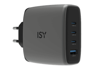 Ładowarka ISY IAC-7140 140W 3x USB-C 1x USB-A PD GaN Szary