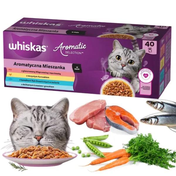 WHISKAS AROMATIC SELECTION MIX SMAKÓW karma mokra dla kota w sosie 40x85g