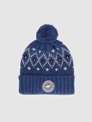 4F Active M0888 czapka dziecięca chłopięca zimowa z pomponem niebieska (one size)